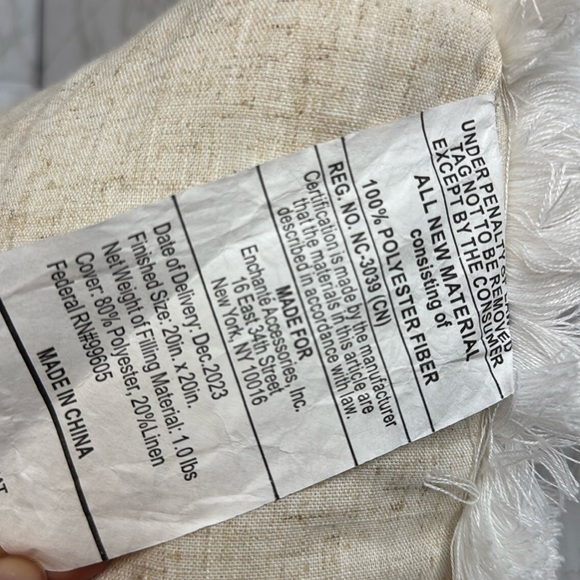 Sheffield Home Textured Cream cottagecore bumble bee mushrooms flowers pillow - Picture 9 of 12